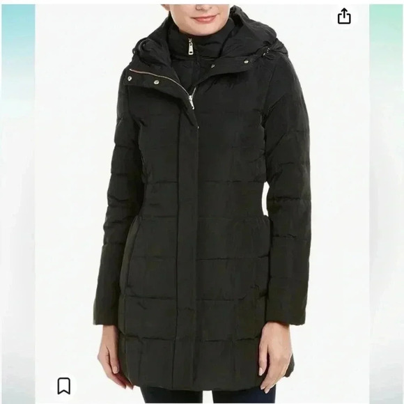 Cole Haan Down and Feathers Fill  Hooded Puffer Coat with Inside ZipperBibb Sz S - Picture 1 of 16